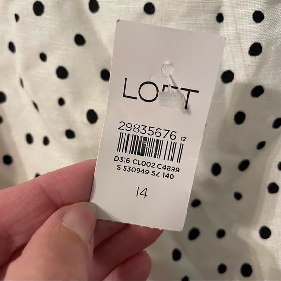 NWT Loft White/Black Dotted Flared Dress size 14 - Picture 11 of 16